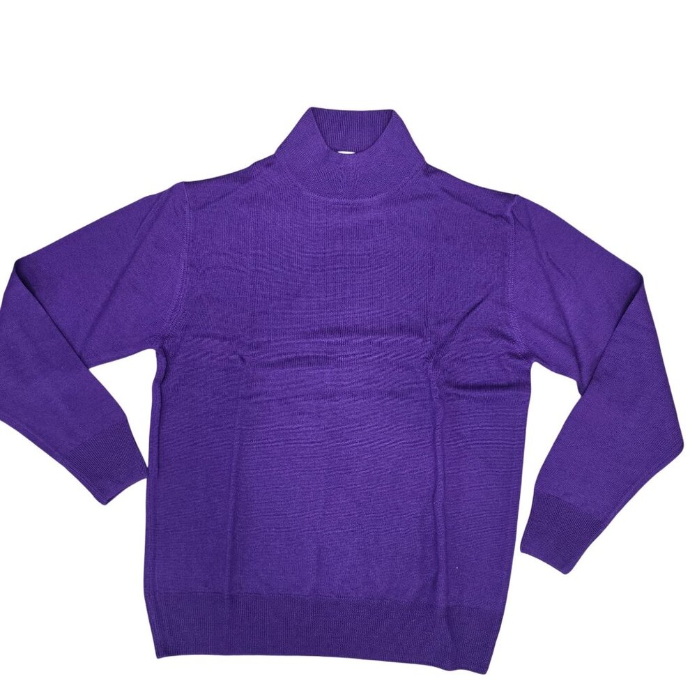Bloomingdales Sutton Studio Purple Wool Turtleneck Sweater Made In Italy Women M